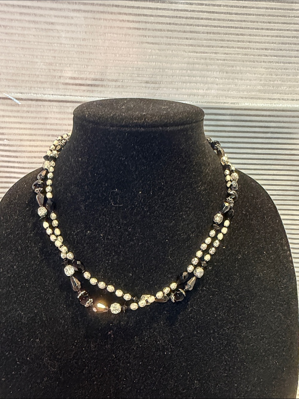 Avon Crystal and Black Bead Double-Strand Necklace - Women's Jewelry